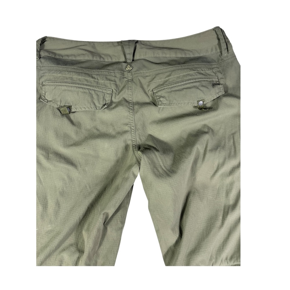 Prana Womens Convertible Cargo Hiking Pants Olive Green Zip Off Ripstop Size 4 - Picture 9 of 10